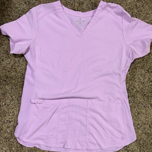 Med Couture Lavender Pink V-Neck Scrub Top & Jogger Pants - Picture 2 of 5